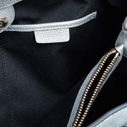 Pre Owned حقيبة يد توتس بربري بانر جلد وكانفاس كاروهات هاوس فضي