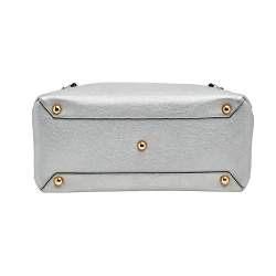 Pre Owned حقيبة يد توتس بربري بانر جلد وكانفاس كاروهات هاوس فضي