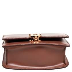 Pre Owned Burberry Brown Leather TB Mini Belt Bag