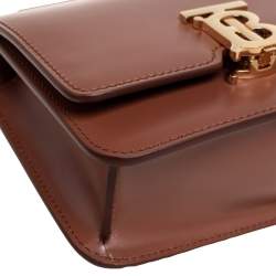 Pre Owned Burberry Brown Leather TB Mini Belt Bag