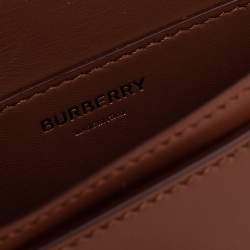 Pre Owned Burberry Brown Leather TB Mini Belt Bag