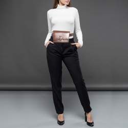 Pre Owned Burberry Brown Leather TB Mini Belt Bag