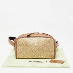 Pre Owned Burberry Beige Stingray Print Coated Canvas and Leather Cube Belt Bag