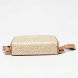 Pre Owned Burberry Beige Stingray Print Coated Canvas and Leather Cube Belt Bag