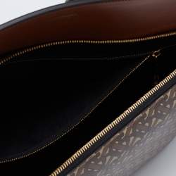Pre Owned Burberry Brown TB Monogram Coated Canvas and Leather Extra Large Society Top Handle Bag