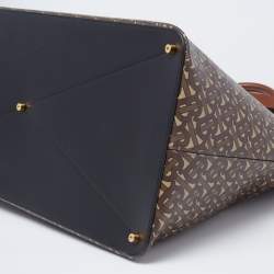 Pre Owned Burberry Brown TB Monogram Coated Canvas and Leather Extra Large Society Top Handle Bag