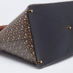 Pre Owned Burberry Brown TB Monogram Coated Canvas and Leather Extra Large Society Top Handle Bag