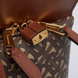 Pre Owned Burberry Brown TB Monogram Coated Canvas and Leather Extra Large Society Top Handle Bag