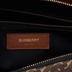 Pre Owned Burberry Brown TB Monogram Coated Canvas and Leather Extra Large Society Top Handle Bag