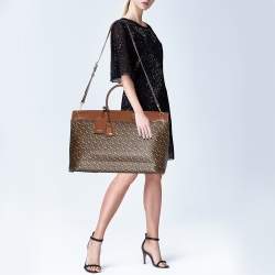Pre Owned Burberry Brown TB Monogram Coated Canvas and Leather Extra Large Society Top Handle Bag