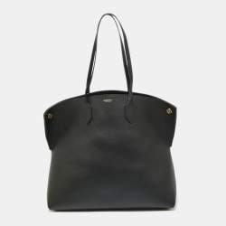 BURBERRY Large Title Leather Tote Bag Black