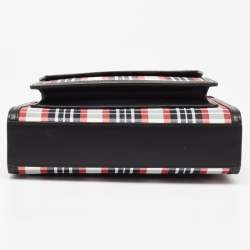 Pre Owned Burberry Black/Red Check Nylon and Leather Mini Pocket Bag