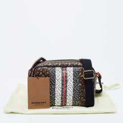 Burberry Brown Monogram Coated Canvas Stripe Crossbody Bag