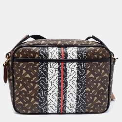 Burberry Brown Monogram Coated Canvas Stripe Crossbody Bag