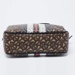 Burberry Brown Monogram Coated Canvas Stripe Crossbody Bag