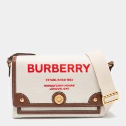 Burberry Beige/Tan Canvas and Leather Horseferry Note Crossbody Bag