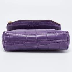 Burberry Prorsum Purple Crocodile Leather Kendal Clutch