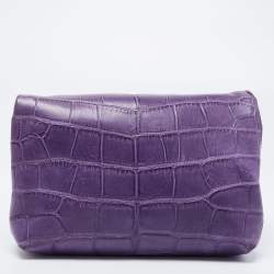 Burberry Prorsum Purple Crocodile Leather Kendal Clutch