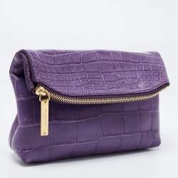 Burberry Prorsum Purple Crocodile Leather Kendal Clutch