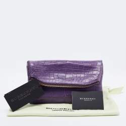 Burberry Prorsum Purple Crocodile Leather Kendal Clutch