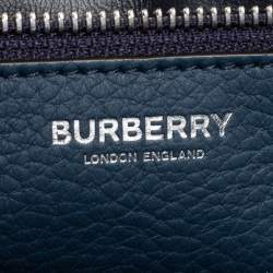 Pre Owned Burberry Blue Leather Pocket Messenger Bag