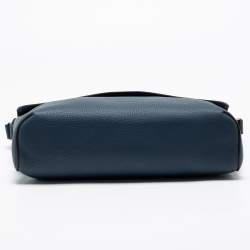Pre Owned Burberry Blue Leather Pocket Messenger Bag