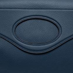 Pre Owned Burberry Blue Leather Pocket Messenger Bag