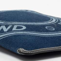 Pre Owned حقيبة صغيرة بربري غرافيك جلد ودينم أزرق/أسود بشعار ماركة بسحاب