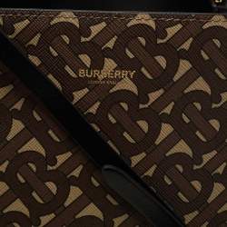Pre Owned Burberry Brown TB Monogram Coated Canvas and Leather Small Peggy Bucket Bag 