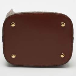 Pre Owned Burberry Brown TB Monogram Coated Canvas and Leather Small Peggy Bucket Bag 