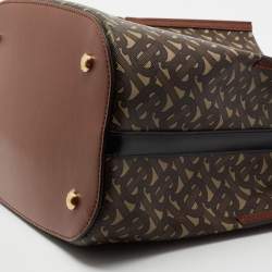 Pre Owned Burberry Brown TB Monogram Coated Canvas and Leather Small Peggy Bucket Bag 