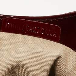 Pre Owned Burberry Red/Beige House Check Heart PVC and Patent Leather Brooklyn Hobo