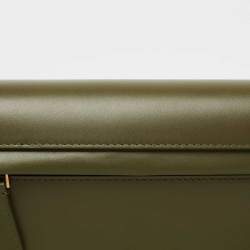 Pre Owned Burberry Olive Green Leather Small Olympia Shoulder Bag