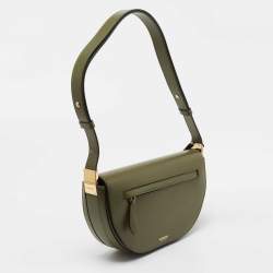 Pre Owned Burberry Olive Green Leather Small Olympia Shoulder Bag
