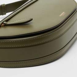 Pre Owned Burberry Olive Green Leather Small Olympia Shoulder Bag