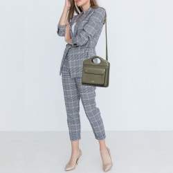 Pre Owned Burberry Green Leather Mini Pocket Bag