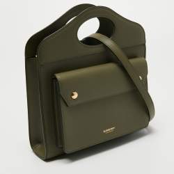Pre Owned Burberry Green Leather Mini Pocket Bag