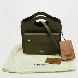 Pre Owned Burberry Green Leather Mini Pocket Bag