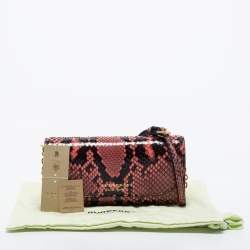 Pre Owned Burberry Pink/Black Python Henley Wallet On Chain 