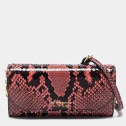 Pre Owned Burberry Pink/Black Python Henley Wallet On Chain 