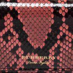 Pre Owned Burberry Pink/Black Python Henley Wallet On Chain 