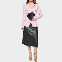 Pre Owned Burberry Black Leather Crystal Embellished Pin Clutch