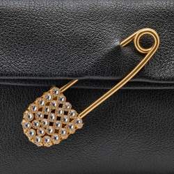Pre Owned Burberry Black Leather Crystal Embellished Pin Clutch