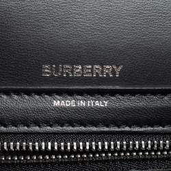Pre Owned Burberry Black Camouflage Print Leather Medium Olympia Shoulder Bag   