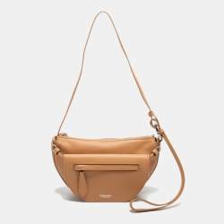 Pre Owned Burberry Warm Sand Leather Mini Double Olympia Bag