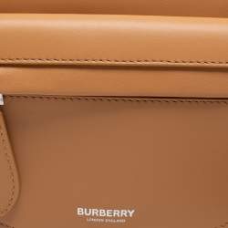 Pre Owned Burberry Warm Sand Leather Mini Double Olympia Bag