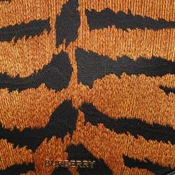Pre Owned Burberry Brown/Black Tiger Print Canvas and Leather Olympia Bag