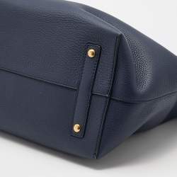 مملوكة مسبقًا Burberry Navy Blue/White Leather Large Belt Bag