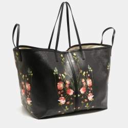 Burberry Black Floral Print Coated Canvas XL Beach Tote