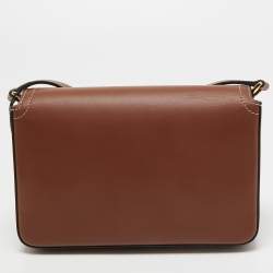 Pre Owned Burberry Tan Leather Hampshire Crossbody Bag